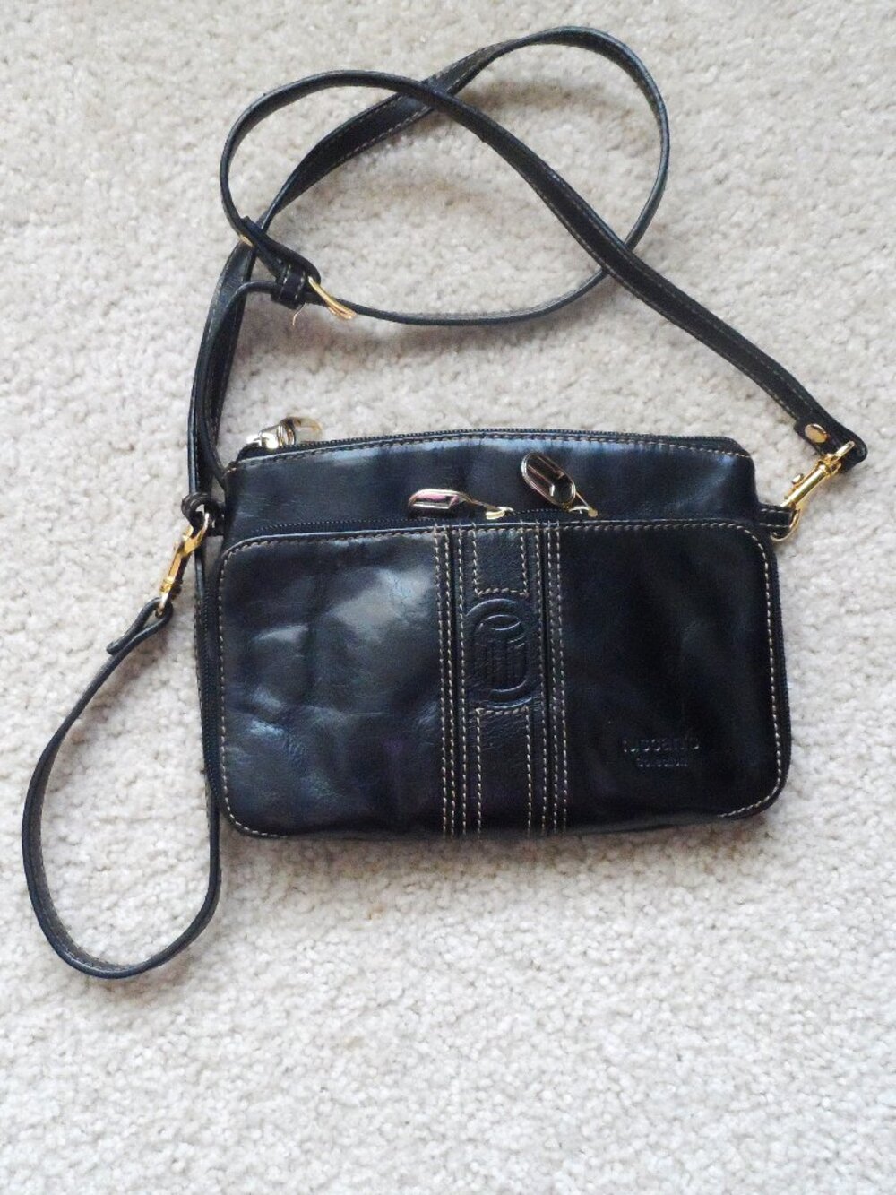 vintage 90s Tuscan's black Italian leather small crossbody shoulder bag